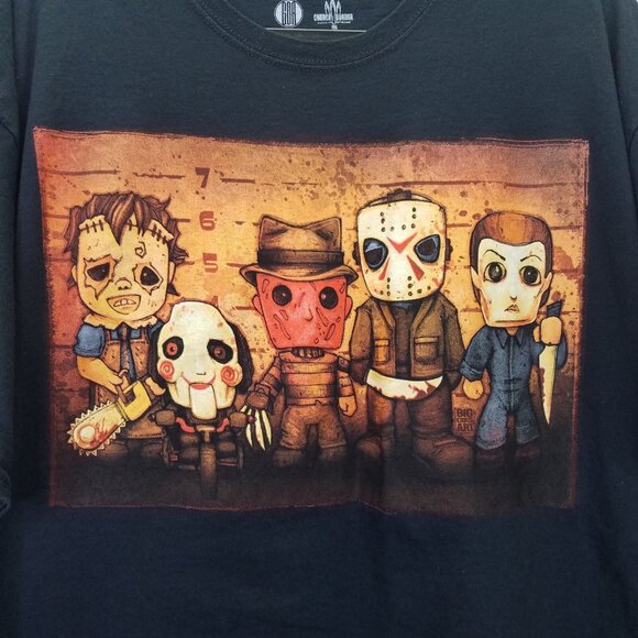 Church Horror T-Shirt Men's 2XL Movies Killer Line Up Black Freddy Jason Cosplay - Picture 2 of 11